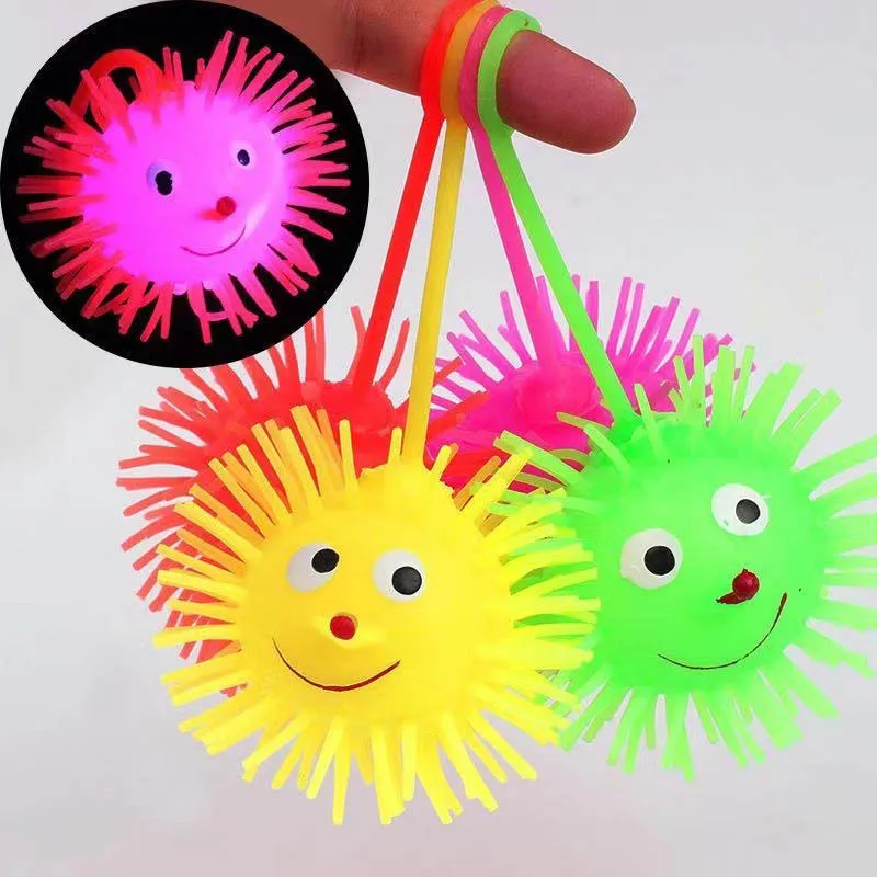 

Hedgehog Bouncy Ball Glowing Fluffy Ball Squeeze Pinch Fidget For Kids Stress Relieving Toy Squishy Animal Anti-Anxiety Toy