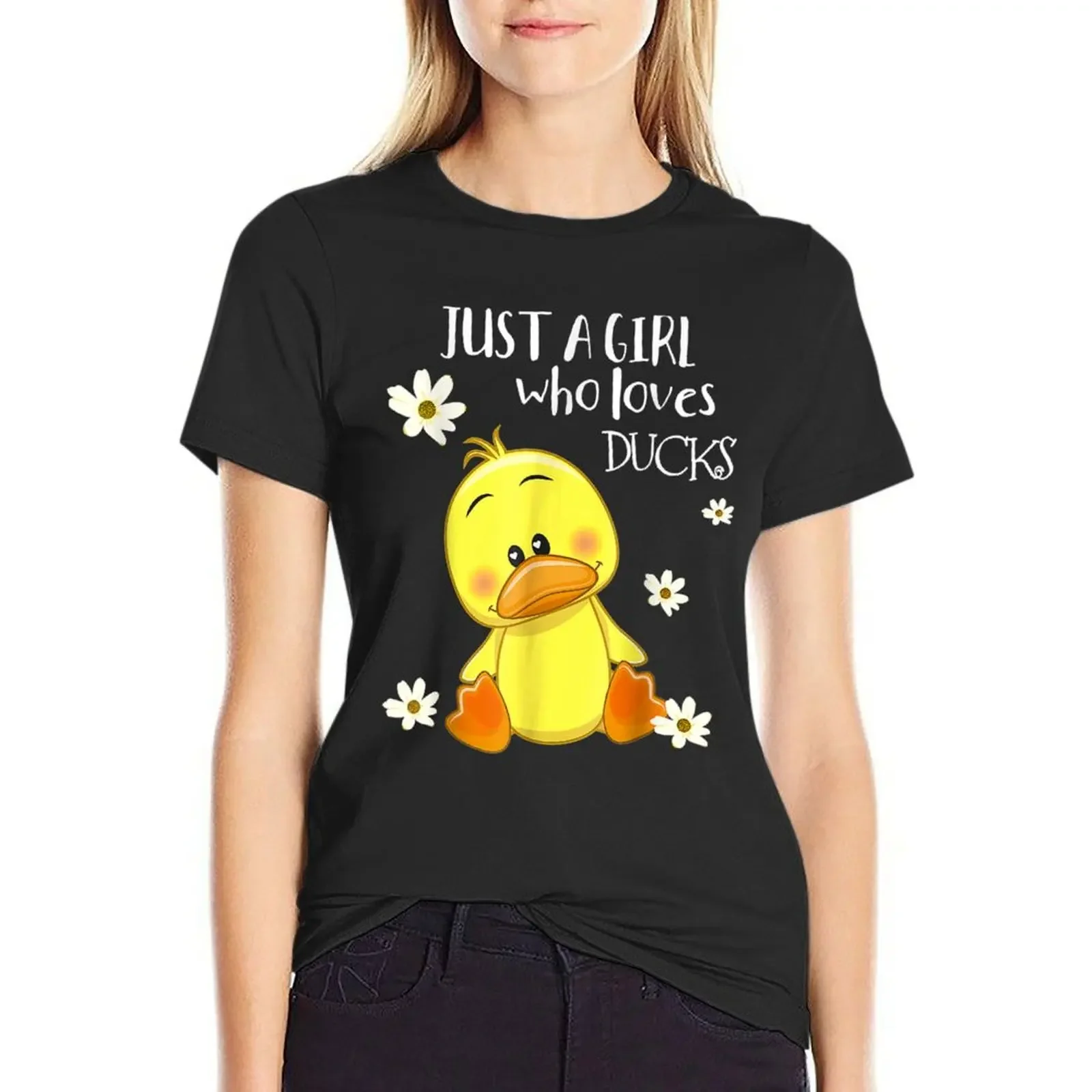 

Just A Girl Who Loves Ducks Cute Duck Lover Owner Gift T-shirt summer clothes tops oversized t shirts for Women