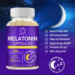 BBEEAAUU 10Mg Melatonin Capsules Sleep Supplements Deep Sleep Better Sleep Jet Lag Relax the Brain Adjust Sleep Time