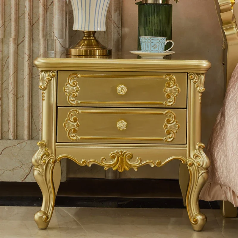 

Modern European Nightstand Table Minimal Dormitory Luxury Drawers Bedsides Table Small Golden Szafka Nocna Furniture For Bedroom