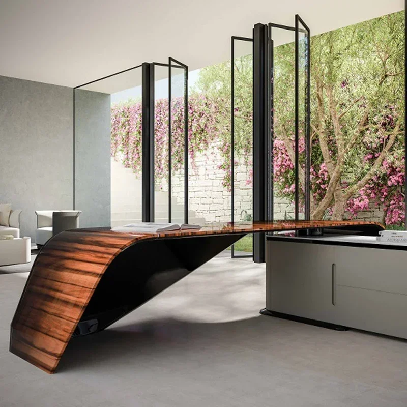 

Italian light luxury high-end desk Bentley the same desk acid branch gradually changing microfiber leather designer furniture