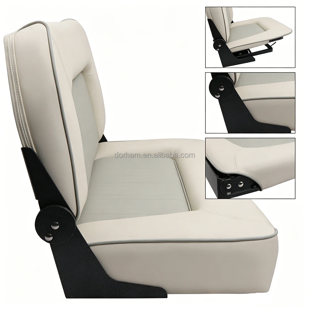 Marine Double Folding Bench Seat Low Back High Density Cushion Foldable Boat Chair Custom Seating for Yacht Vessel Fishing Ship view 4