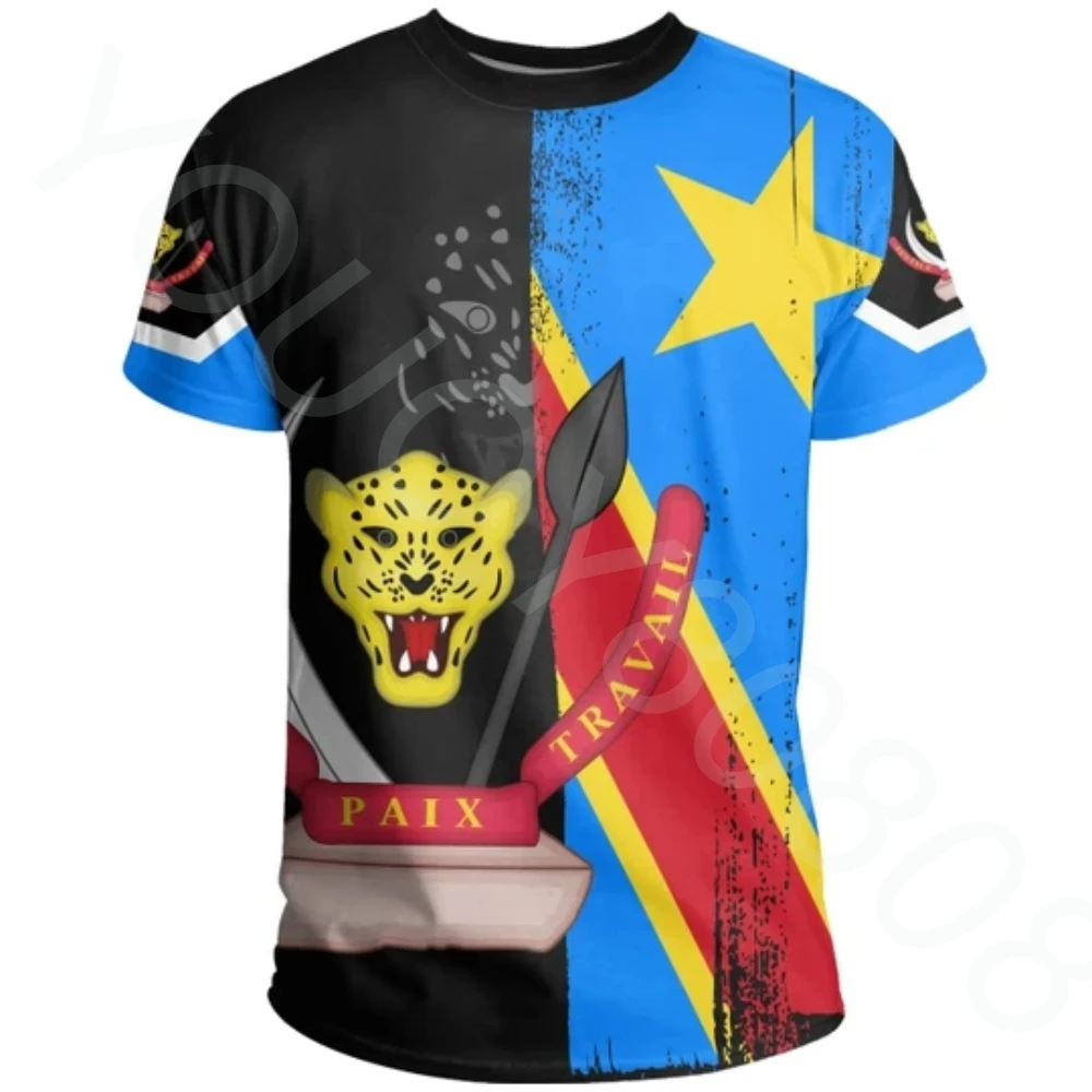 T-shirts Democratic Republic of Congo Country Flag 3D Print Summer T Shirt Fashion Kids Casual Boy Girl Neutral Round Neck Tees