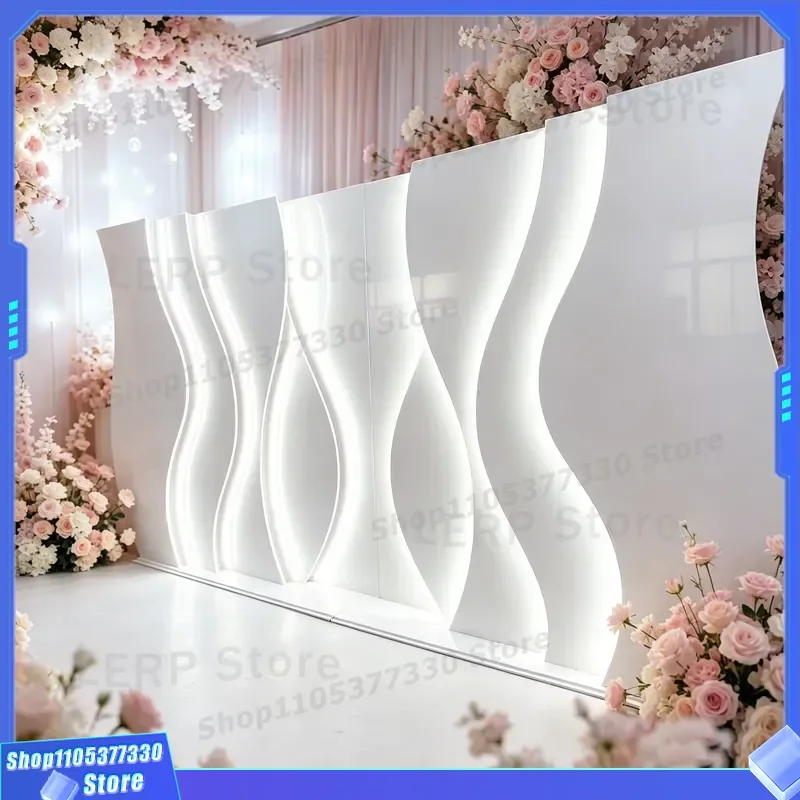 Luxury White Acrylic Wedding Background Frame With LED Light 2026 New Stage Decoration For Party Event Backdrop Stand Design