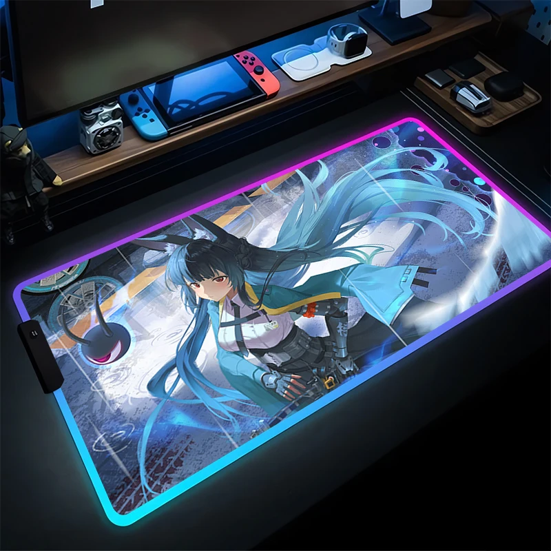 

Коврик для мыши со светодиодной подсветкой Gamer ZZZ Коврик для клавиатуры Zenless Zone Zero Коврик для мыши RGB ПК Компьютер Hoshimi Miyabi Настольный коврик Игровой коврик Коврики для мыши