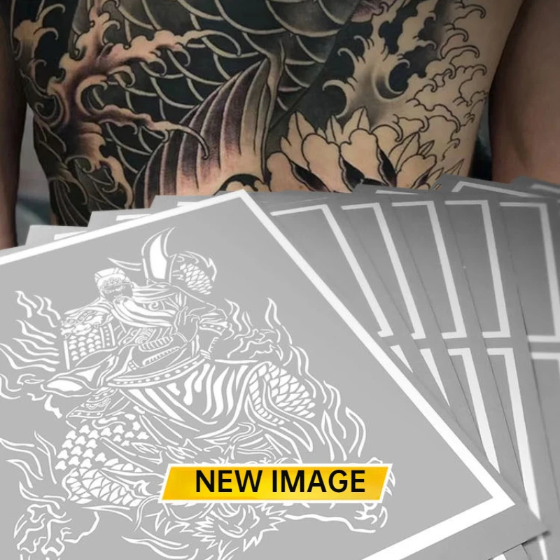 Single Spray Painting Tattoo Template Pattern Professional Reusable Temporary Body Art Full Back Hollow Template Large Image