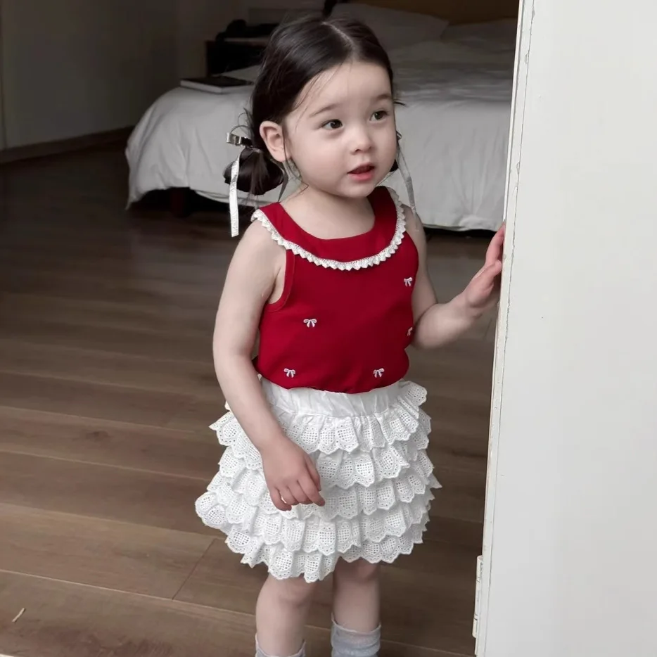 

Girls Top 2026 Spring Summer New Bow Vest Western Korean Edition Casual Fashion Daily Versatile Temperament Wear