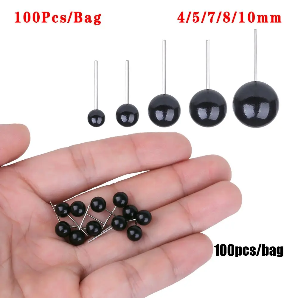 100Pcs 4/5/7/8/10mm Black Glass Eyes Needle Felting For Animals Puppets Bears Dolls Plush Toy Eyes DIY Crafts Dolls Accessories