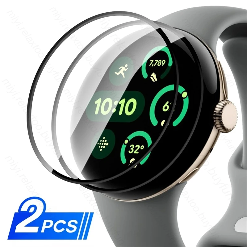 2Pcs 9D Curved Screen Protectors Soft Film for Google Pixel Watch 3 45mm 41mm HD Protective Glass Pixle Watch3 PixelWatch3 45 mm