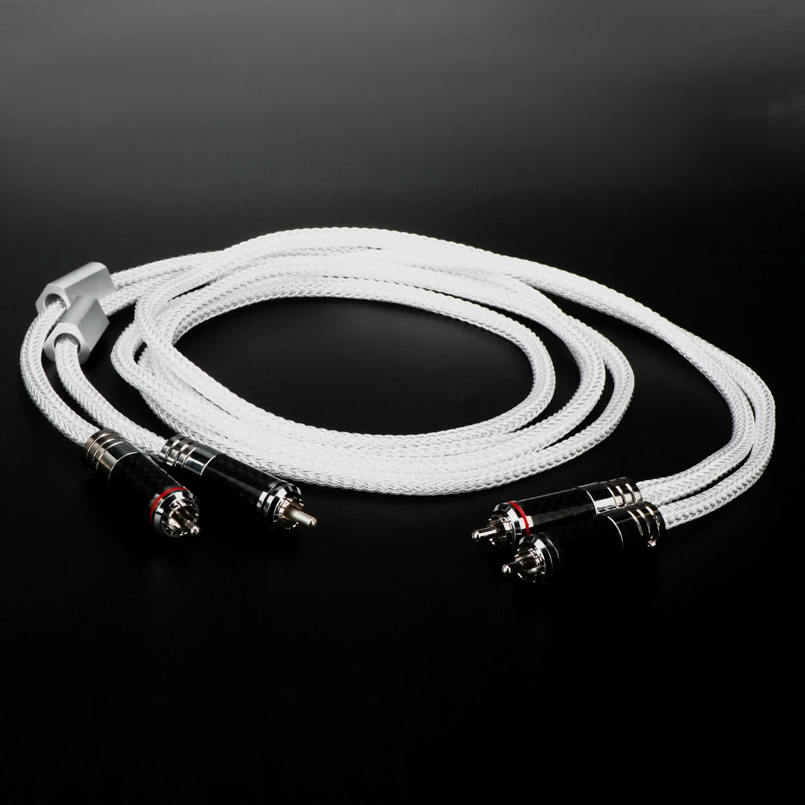 

Pair Hifi 16 cores Pure Sliver RCA Audio Interconnect Cable Solid PSS Pure Silver Core Pin Type Rhodium Plated Plug