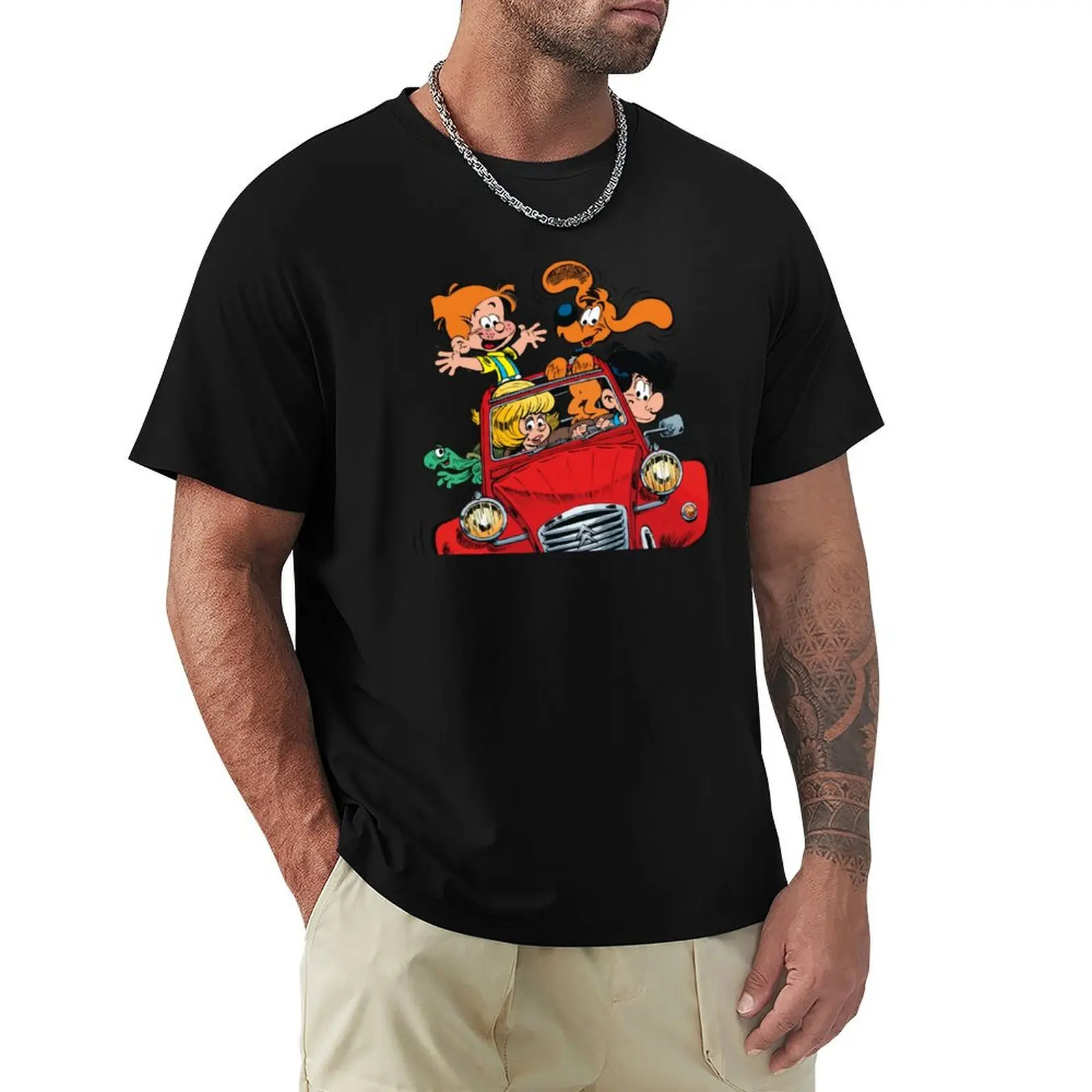 Boule et Bill (Billy and buddy) in the car T-Shirt aesthetic clothes new edition Men's cotton t-shirt