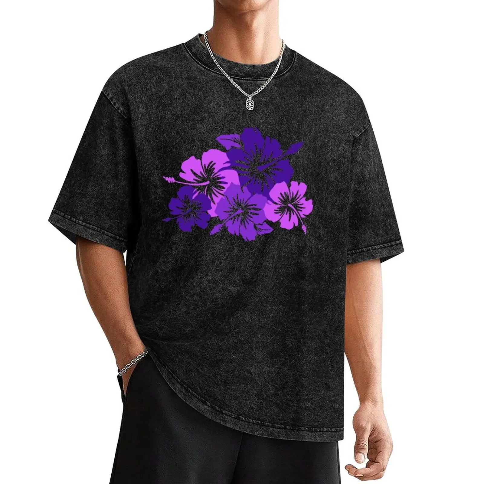 

Epic Hibiscus Hawaiian Floral Aloha Shirt Print - Purple T-Shirt baggy shirts kawaii clothes t shirt for men