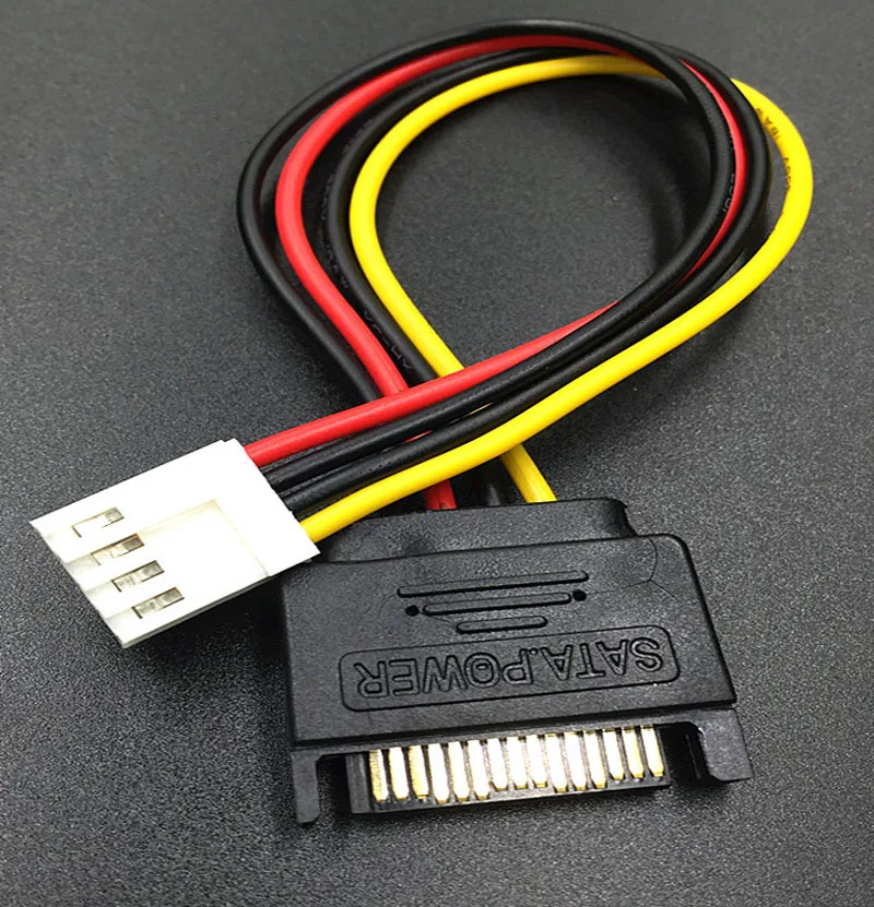 SATA 15Pin Male to 4Pin Female FDD Floppy Adapter Hard Drive Power Cables Cord 20cm D Port Small 4pin tool part