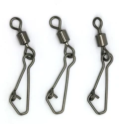 50PCS Stainless Steel Fishing Swivels Interlock Rolling Swivel with Hooked Snap Fish Hook Connector Fish Accessories