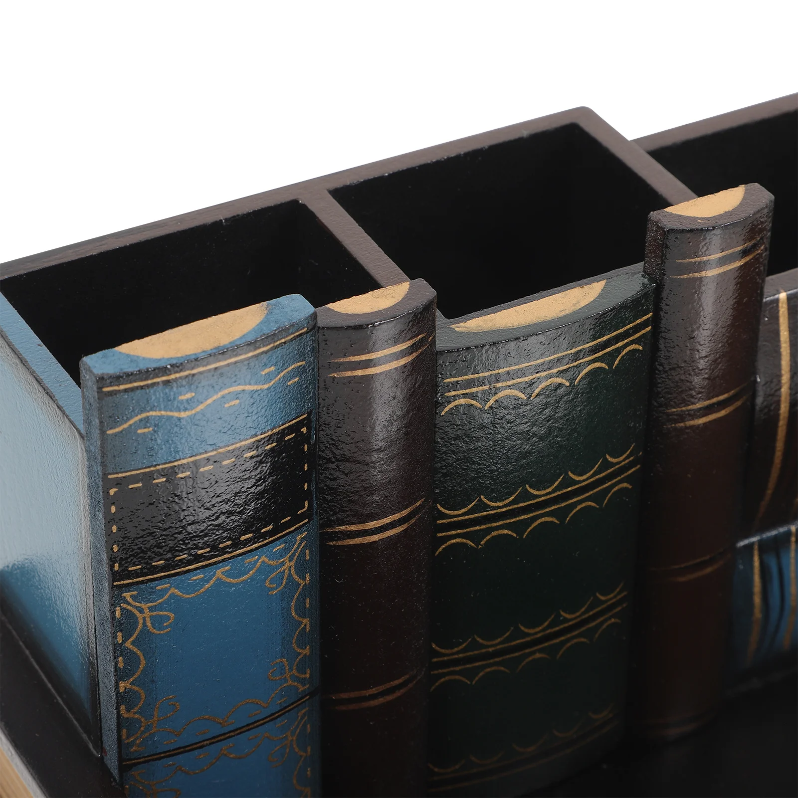 

Multi Functional Retro Wooden Pen Holder Desktop Organizer Compact Space Saving Stationery Storage for Office Pen Holder