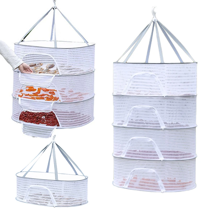 

Anti-mosquito Fish Dryer Layers Food Drying Net Mesh Bag Folding Dry Rack Hanging Basket Herb Drying Net for Flowers Buds Plants