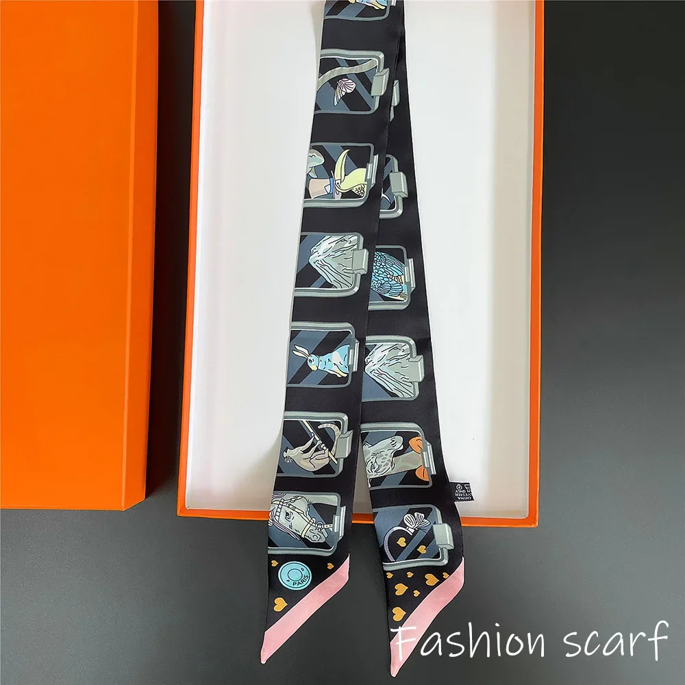 Korean Versatile Chain Tassel High Quality Mulberry Silk Twill Silk Ribbon Wrapping and Binding Bag Handle Ribbon Small Scarf