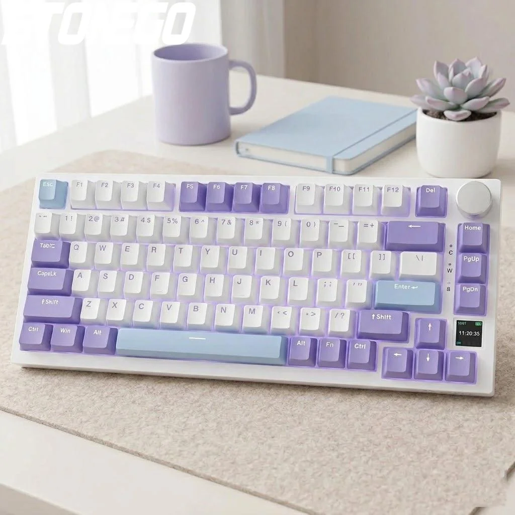 

75 Hot Swap Mechanical Keyboard RGB LED TFT Display 4000mAh Bluetooth 24G Wired Knob Control E Sports Windows Mac
