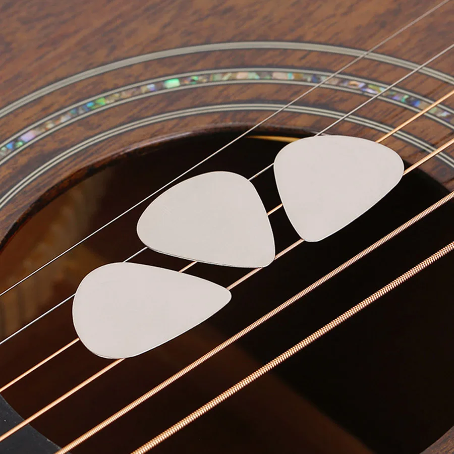 6/12Pcs 0.3mm Stainless Steel Guitar Picks, Durable Metal Plectrums for Acoustic/Ukulele & Bass Electric Guitar,  ZSY