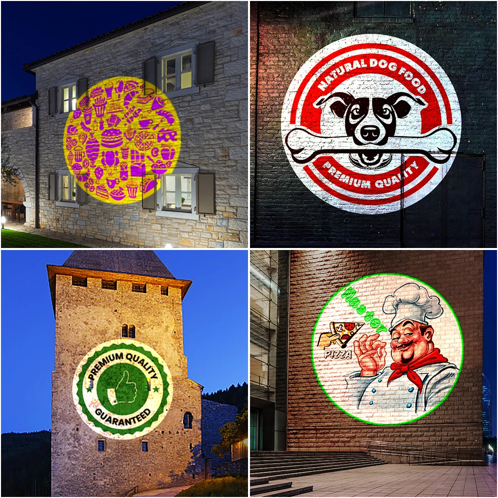 Custom 150W Hd Indoor Deur Hoofd Outdoor Ip67 Waterdicht Roterende Reclame Afbeelding Projectie Lamp Gobo Winkel Logo Projector