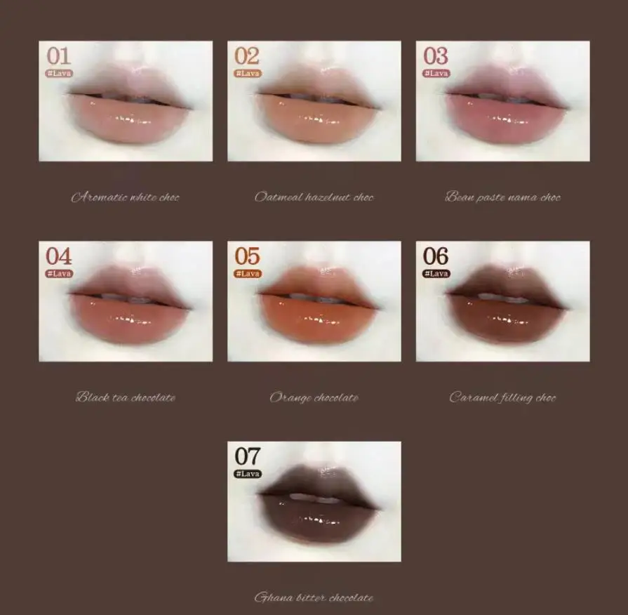 LEEMEMBER Lip Gloss Lava Chocolate Series Lip Glaze Glossy Mirror Effect Moisturize Tint Women Beauty Makeup Cosmetics