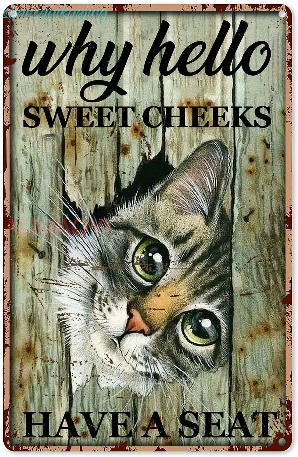 Sweet Cheeks Bathroom Decor Cat Lovers Metal Sign Why Hello Sweet Cheeks Have A Seat Funny Metal Sign Living Bathroom Restr sign