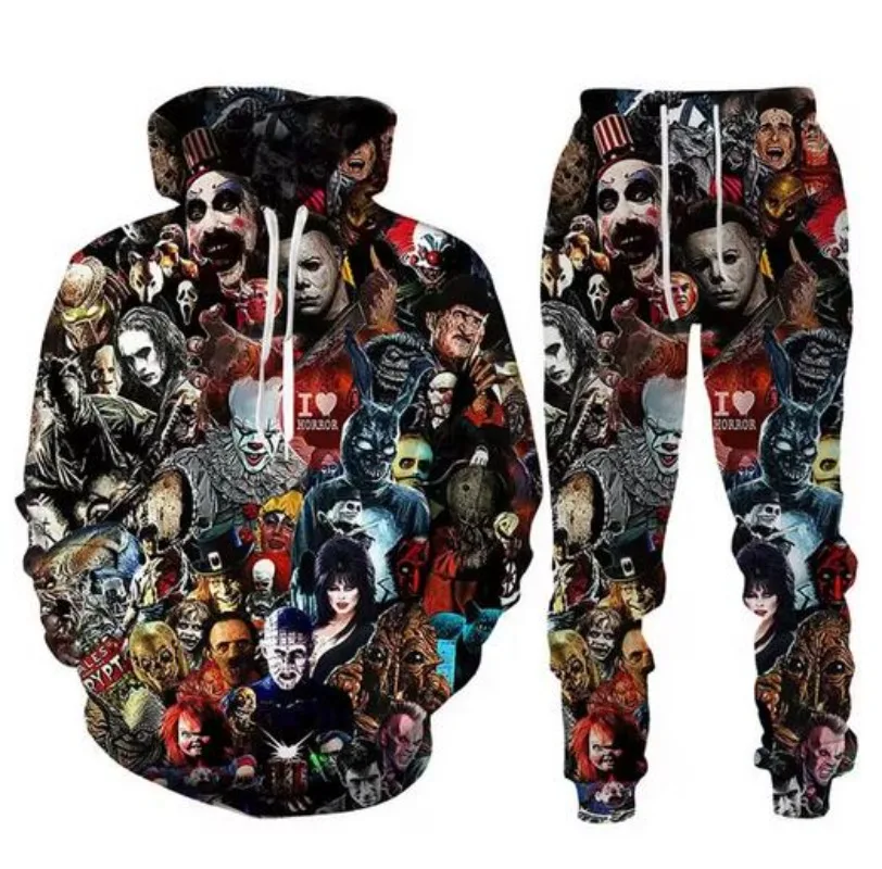 Men/Womens Horror Movie 3D Printed Hoodie Suit Men Sweatshirts Sweatpants Casual Fashion Two Piece Tracksuit Set Men's Clothing