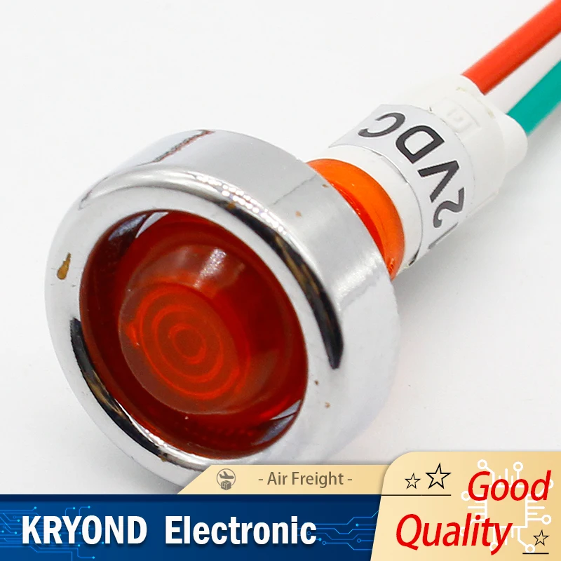 10PCS 10mm 12V LED Indicator Light with 18cm Wire Signal Lamp