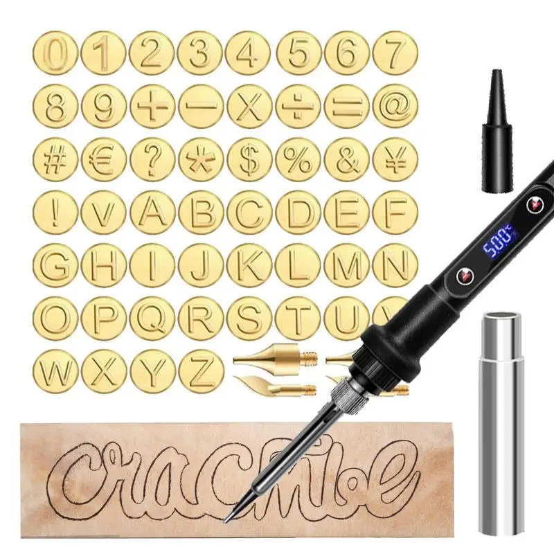 مجموعة نحت الخشب بأحرف حرق الخشب مع مجموعة أدوات حرق الأبجدية أداة طوابع ساخنة قابلة للتعديل مع حرفة العرض الرقمية