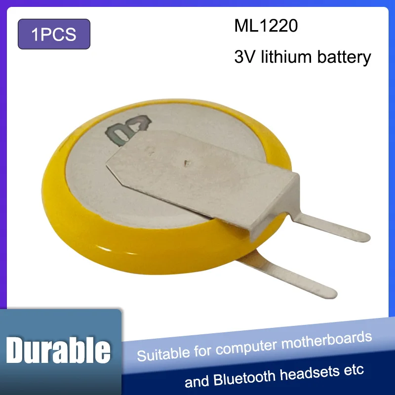 1 قطعة ML1220 18mAh 3V لابتوب قابل لإعادة الشحن بطارية اللوحة الأم بدلا من CR1220 مع قدم لحام