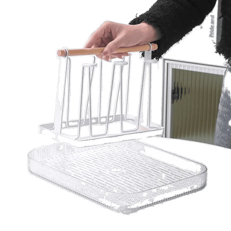 

Living room teacup glass wrought iron shelf water cup holder creative storage drain hanging rack