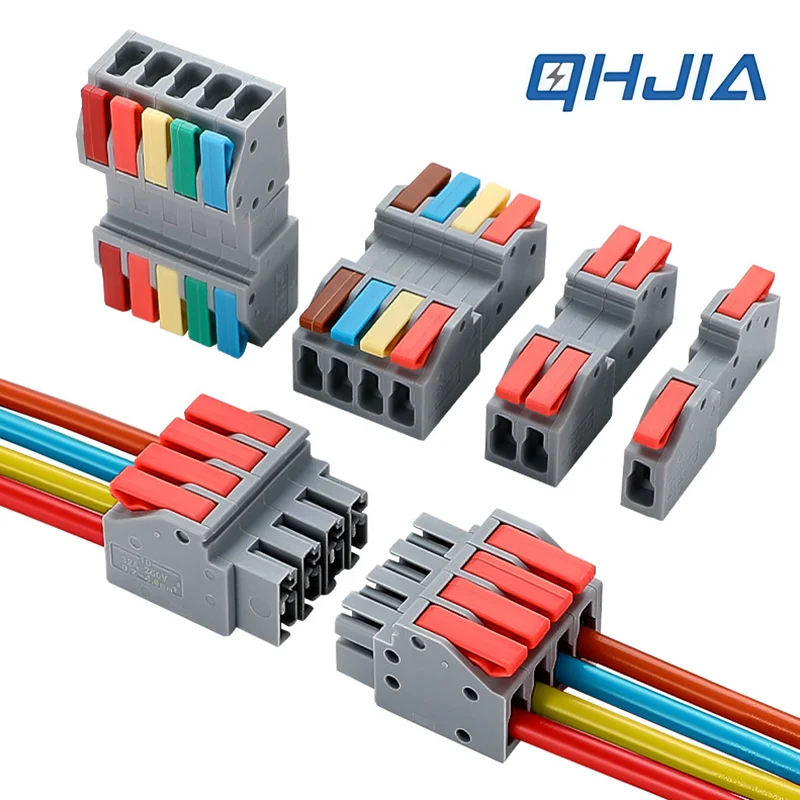 Pluggable Lever Wire Connector Spliceable Quick Wiring Terminal Block AWG24-AWG12 Universal Push-in Electrical Cable Connector