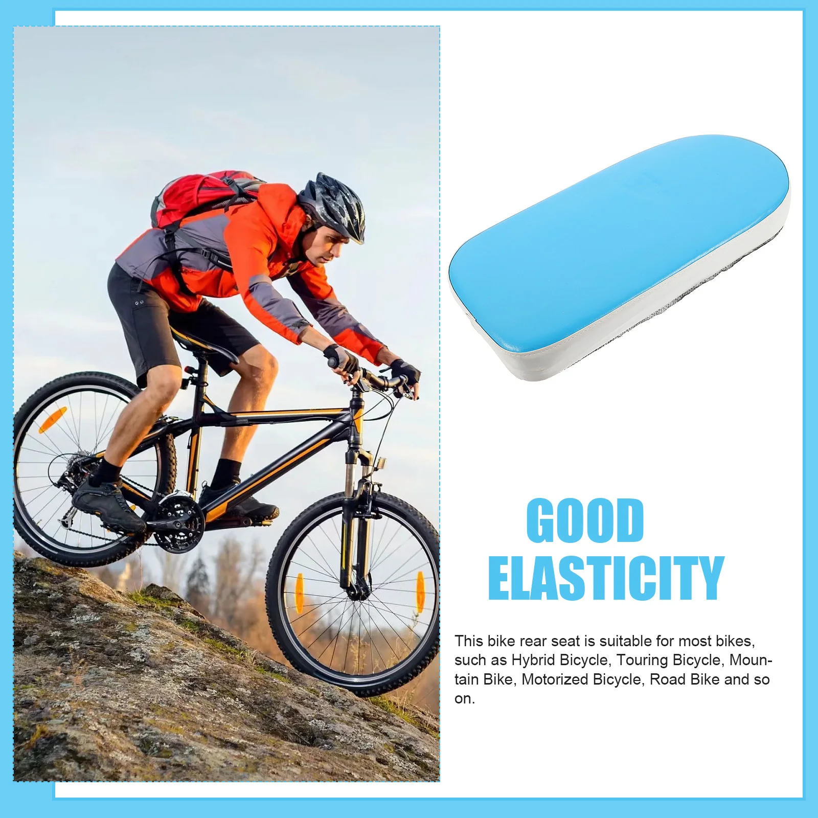 

Thicker Sponge Rear Saddle Non-Slip Stretch Surface Easy Clean Dirt Cushioning Effect Bicycle Cycling Safety