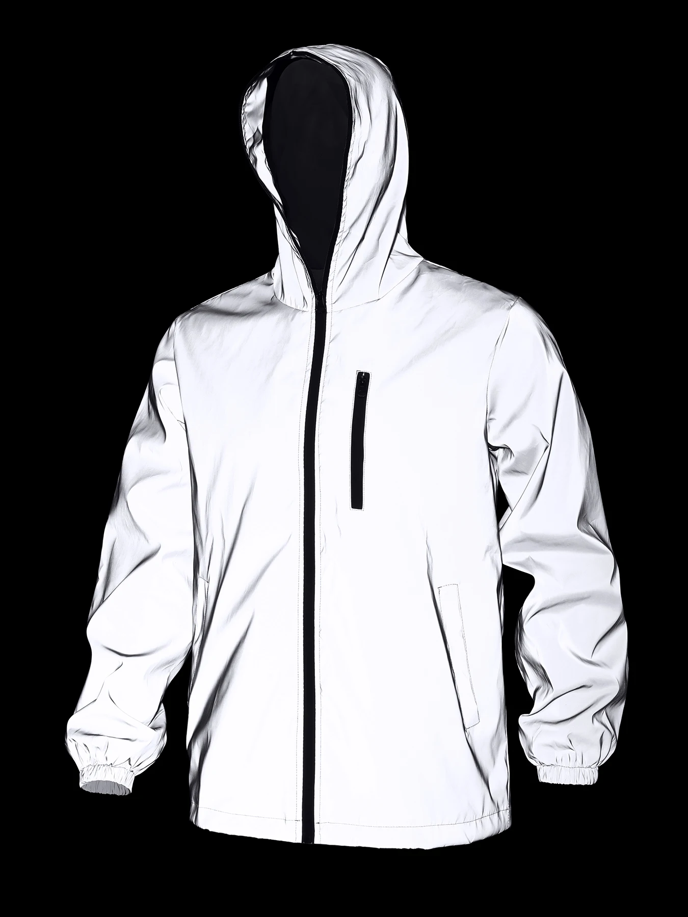 

New Mens / Womens Full Reflective Jacket Night Shiny Zipper Windbreaker Jackets Hip Hop Harajuku Streetwear Men Hooded Coats