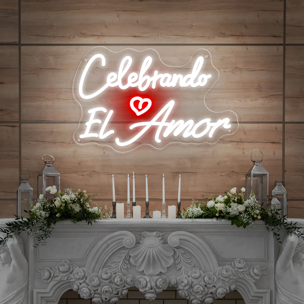 

Celebrando El Amor Neon Led Sign Spanish Wedding Wall Home Room Art Decor Neon Lights Signs Wedding Bedroom Decoration Signboard