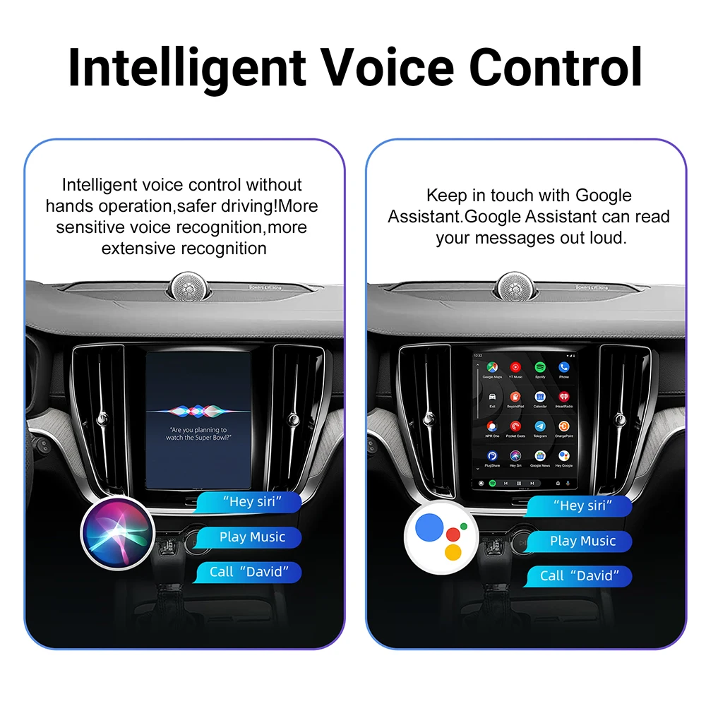 Wireless CarPlay & Android Auto Decoder Retrofit Kit for Volvo V60 V90 S60 XC40 XC60 XC90 S90 2018-2025 9inch Screen Upgrade