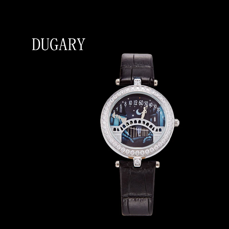 DUGARY women\'s fashion quartz watch bridge of lovers 38mm Japanese movement crystal Waterproof Wristwatch Relogio Masculino