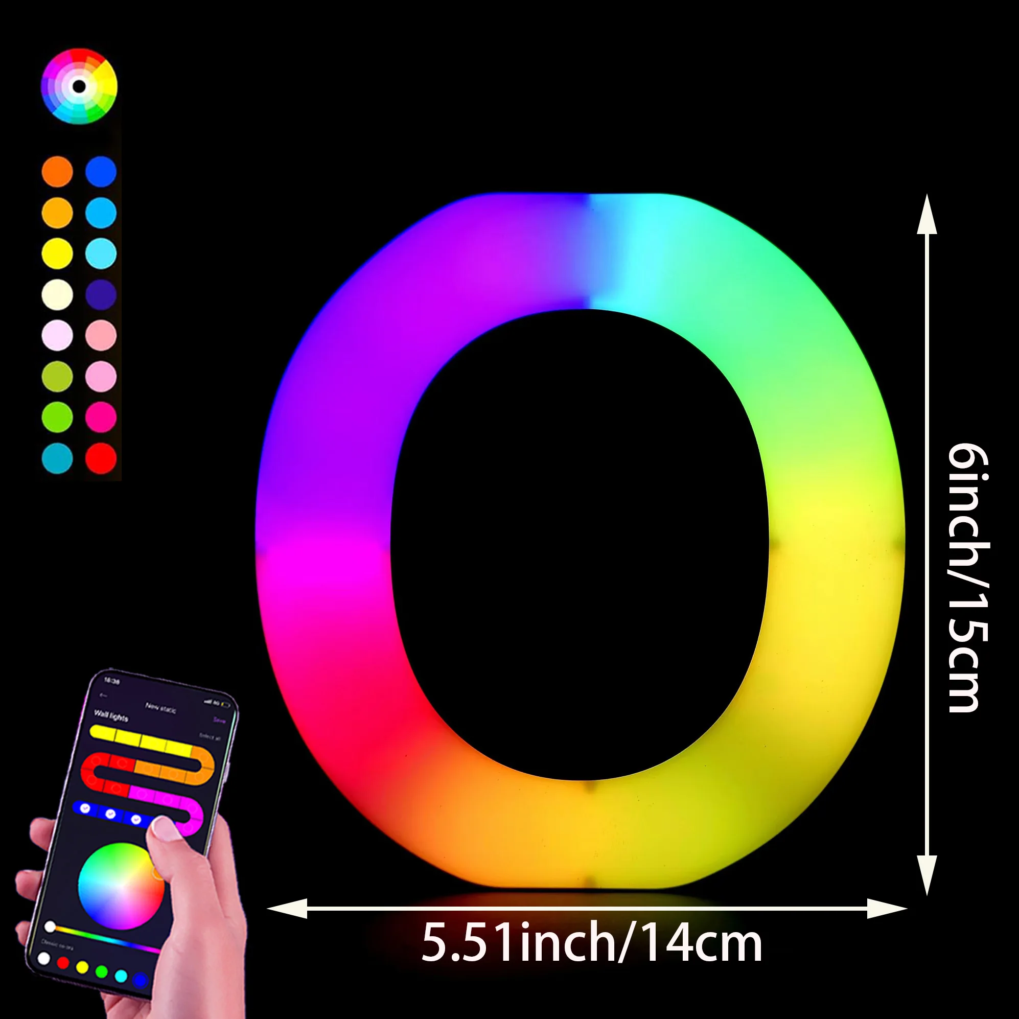 1PC Smart LED Letter Light - DIY RGB Marquee App Controle Muziek Sync Indoor Sign Game Holiday Party Bruiloft Afstuderen Seizoen A-Z