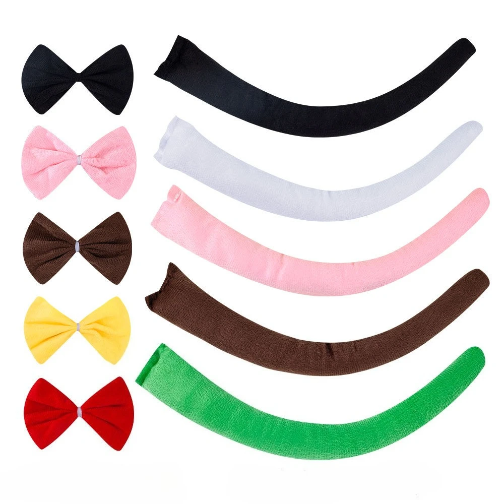 1pcs Christmas Halloween Tiger Tail Costume Accessory Dress Up Animals Tails Bow Cosplay Party Accessory New Year