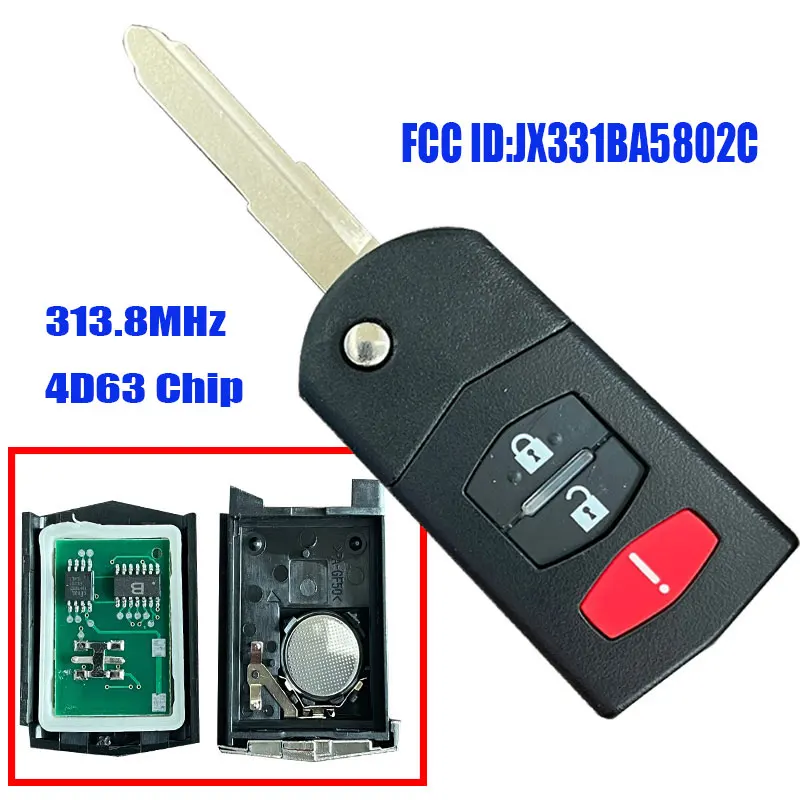 

Remote Key For Mazda 2 3 5 6 8 CX-7 CX-9 MX-5 BGBX1T478SKE125-01 KPU41788 SKE126-01 4D63 313.8/315Mhz