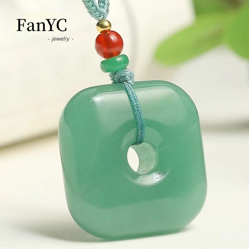

Natural Green Dongling Jade Peace Knot Pendant Exquisite and Fashionable Jade Necklace Gift for Men and Women Special Occasions