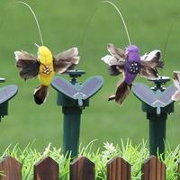 Solar Powered Flying Hummingbird Feather Wing Fake Bird Power Vibration Birds Stake Flying Fluttering Toy For Garden Decoration