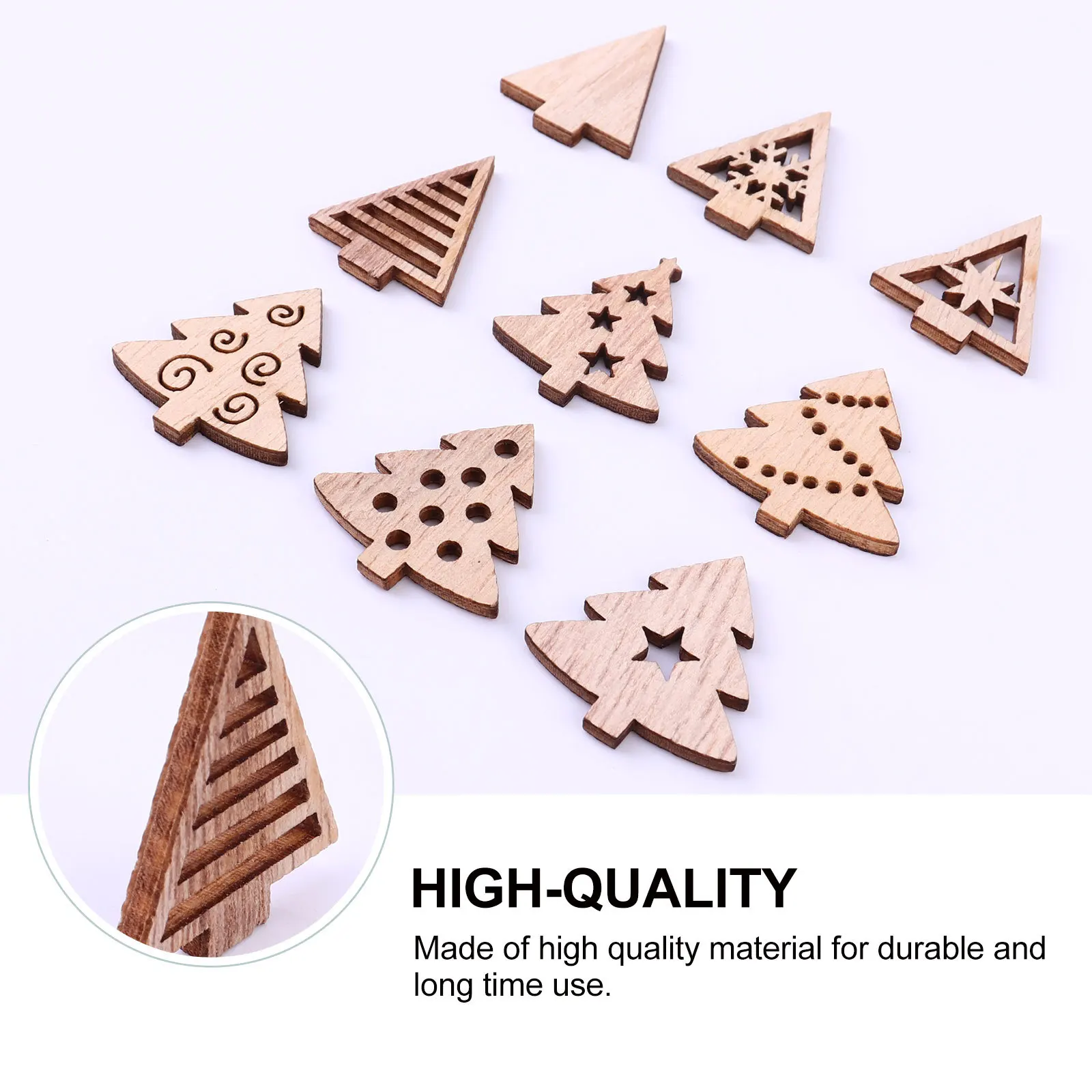

100 pcs Cut Wooden Tabletop Ornaments Art-Ware Christmas Tree Ornaments Multipurpose Diy Decorations Festive Wooden Crafts