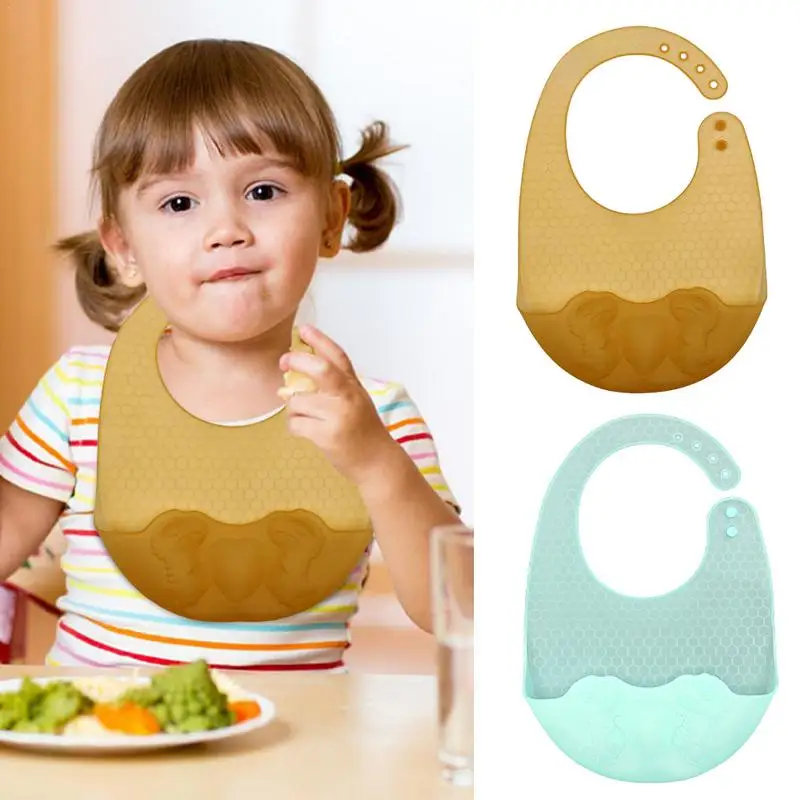 Children's Bibs Adjustable Silicone Baby Food Feeding Bibs Adjustable Baby Food Feeding Bibs Eating Bibs With Food Catcher In