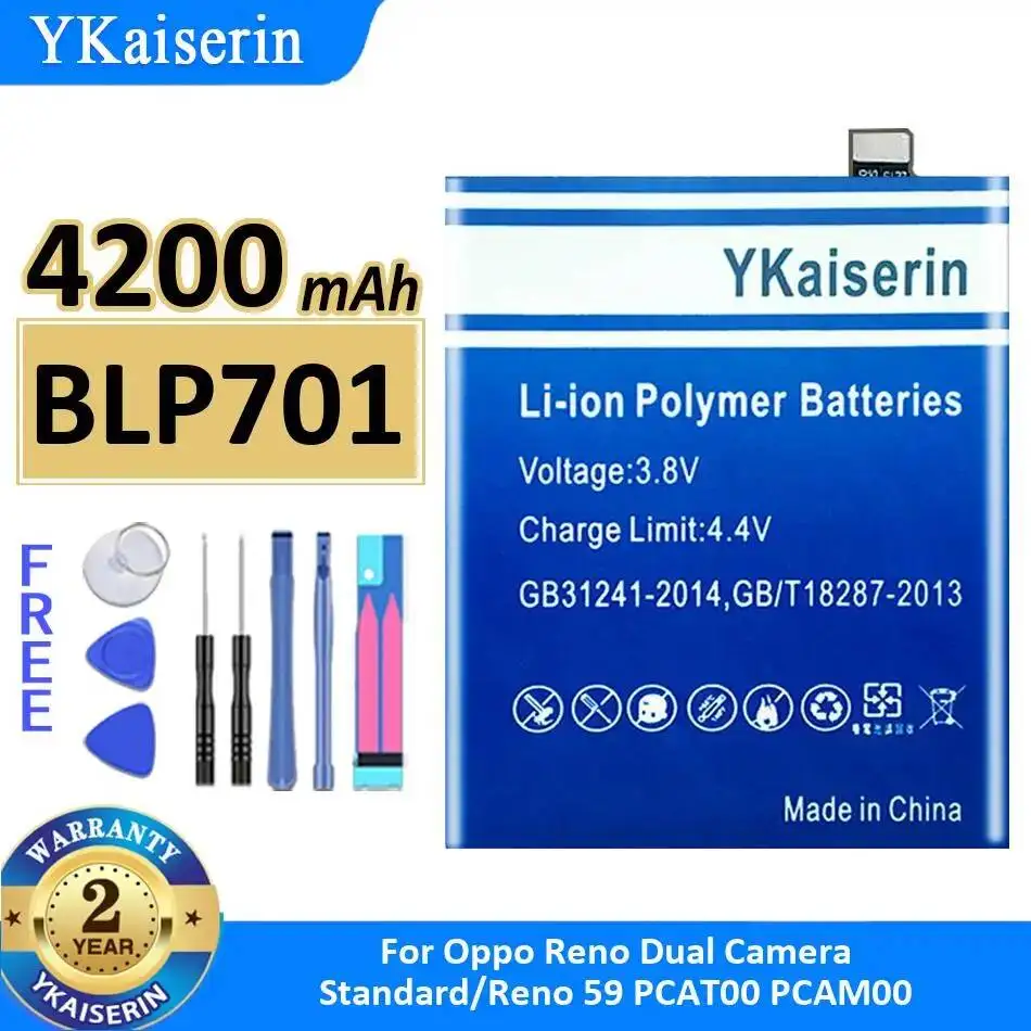 

Аккумулятор для мобильного телефона 4200 мАч BLP701, надежная замена для Oppo Reno Dual Camera Standard Reno 59 PCAT00 PCAM00, прочный и долговечный.