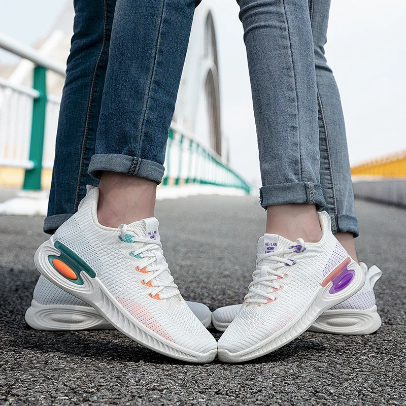 أحذية نسائية فاخرة كاجوال موضة حذاء رياضة منصة مسطحة نسيج مطاطي مرن أحذية السيدات شبكة جديدة برباط جودة عالية