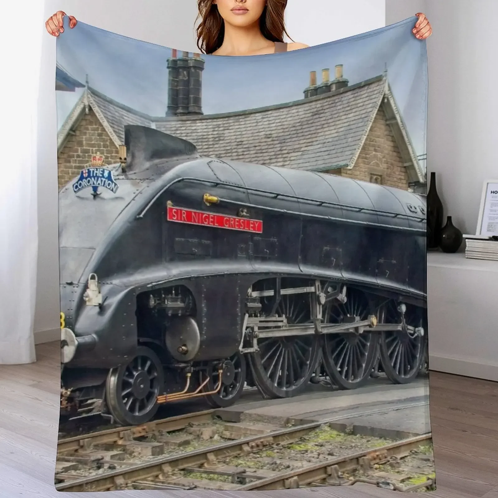 

Old Steam train Throw Blanket Soft Beds Luxury Camping Blankets