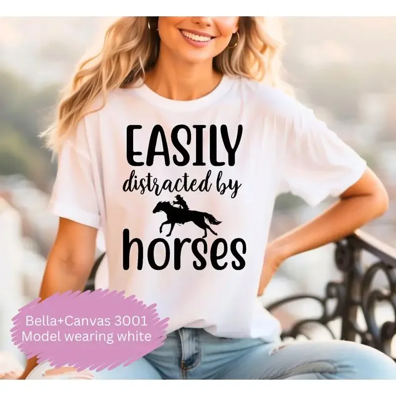 Horse Lover Shirt Easily Distracted By Horses T Cowgirl Gifts Equestrian Gift Owner