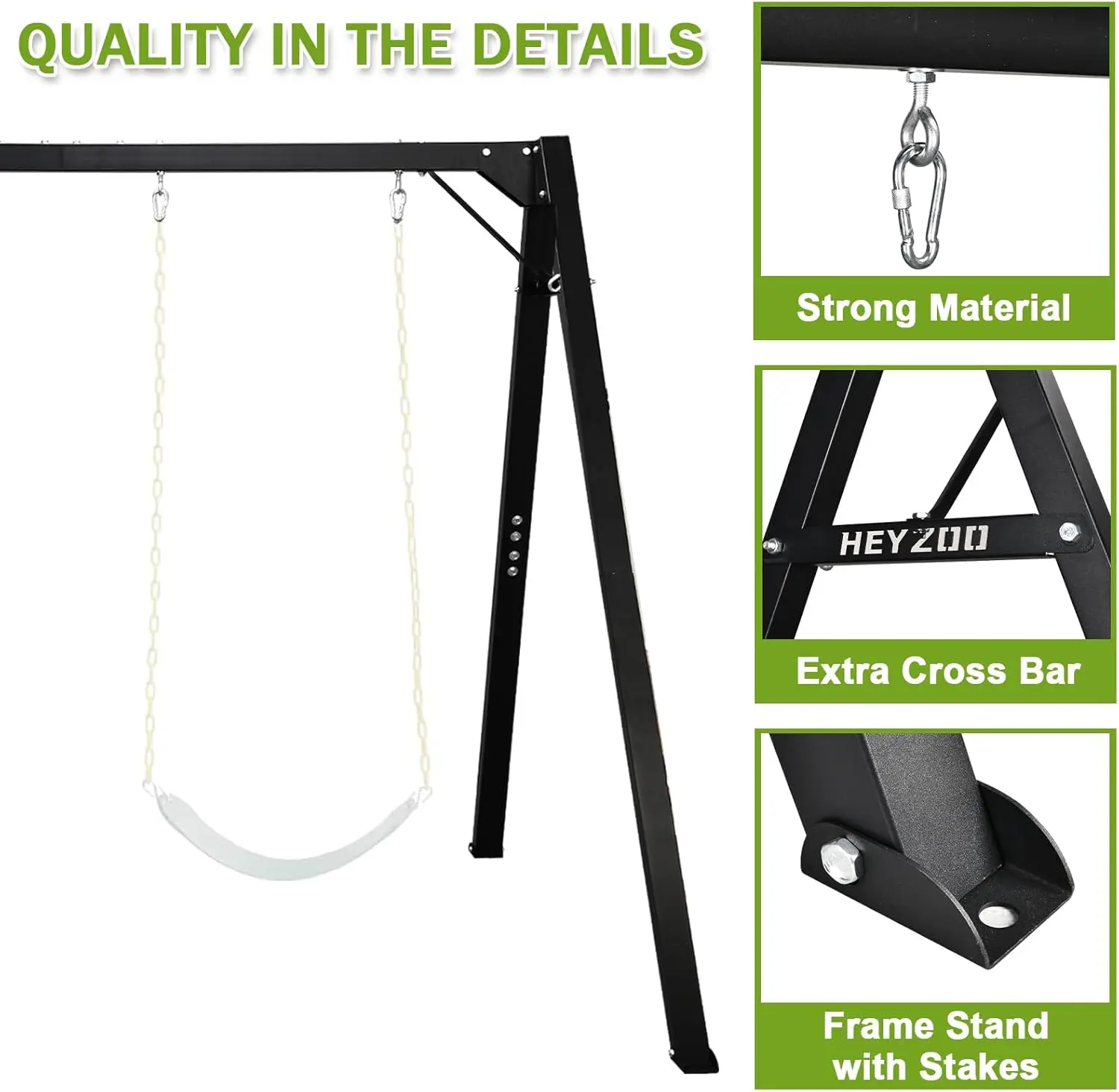 Zoshine Heavy-Duty Multifunctional Outdoor Swing Set Long-Term Home Garden Playhouse Reinforced Anti-Rust Steel Frame Plastic