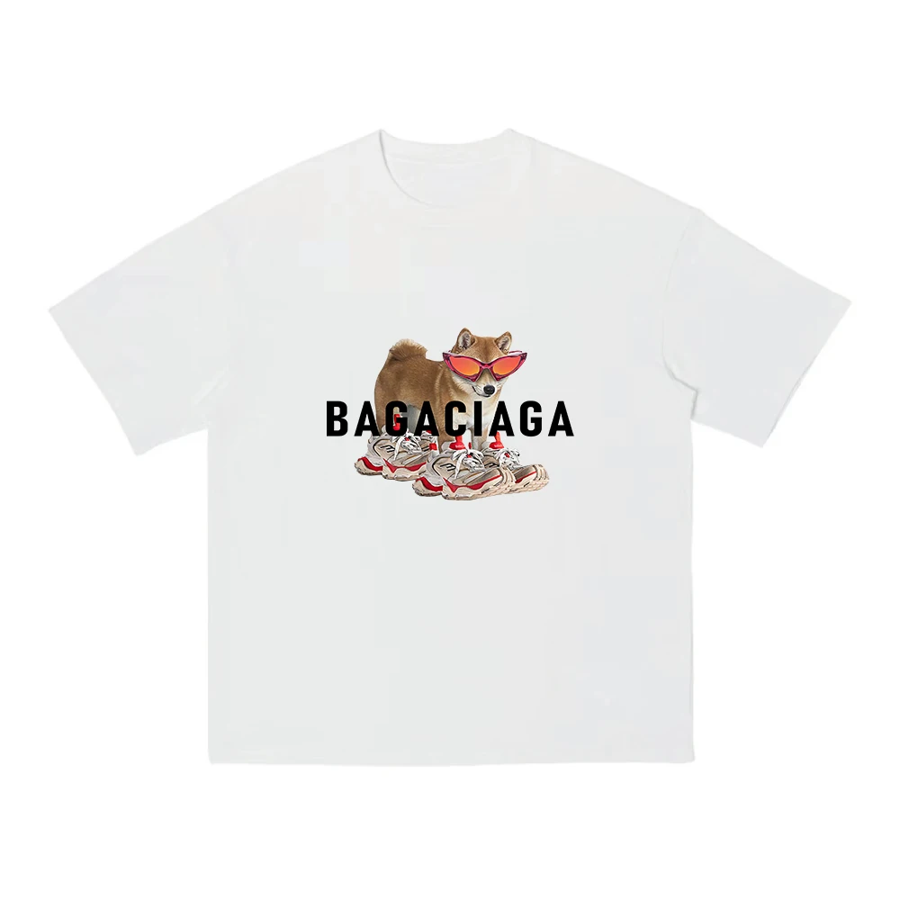 

Parisian Shiba Inu Quirky Vintage Printed Versatile T-shirt Casual Counter High-end Luxury Is for Both Men and Women Top Y2k